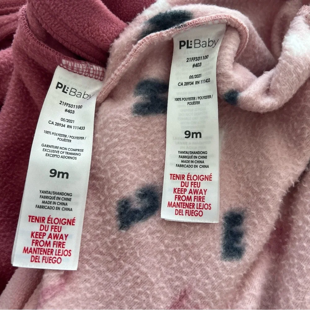 PL Baby by Petit Lem Pajamas Micropolar ‎ Sleepers, 2-Pack 9Months